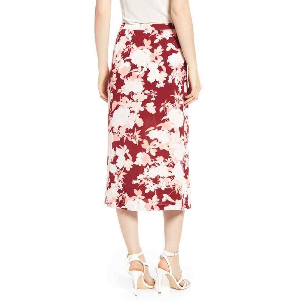 Chelsea28 Women's Midi Skirt In Red Rumba Floral Print Size M $109.